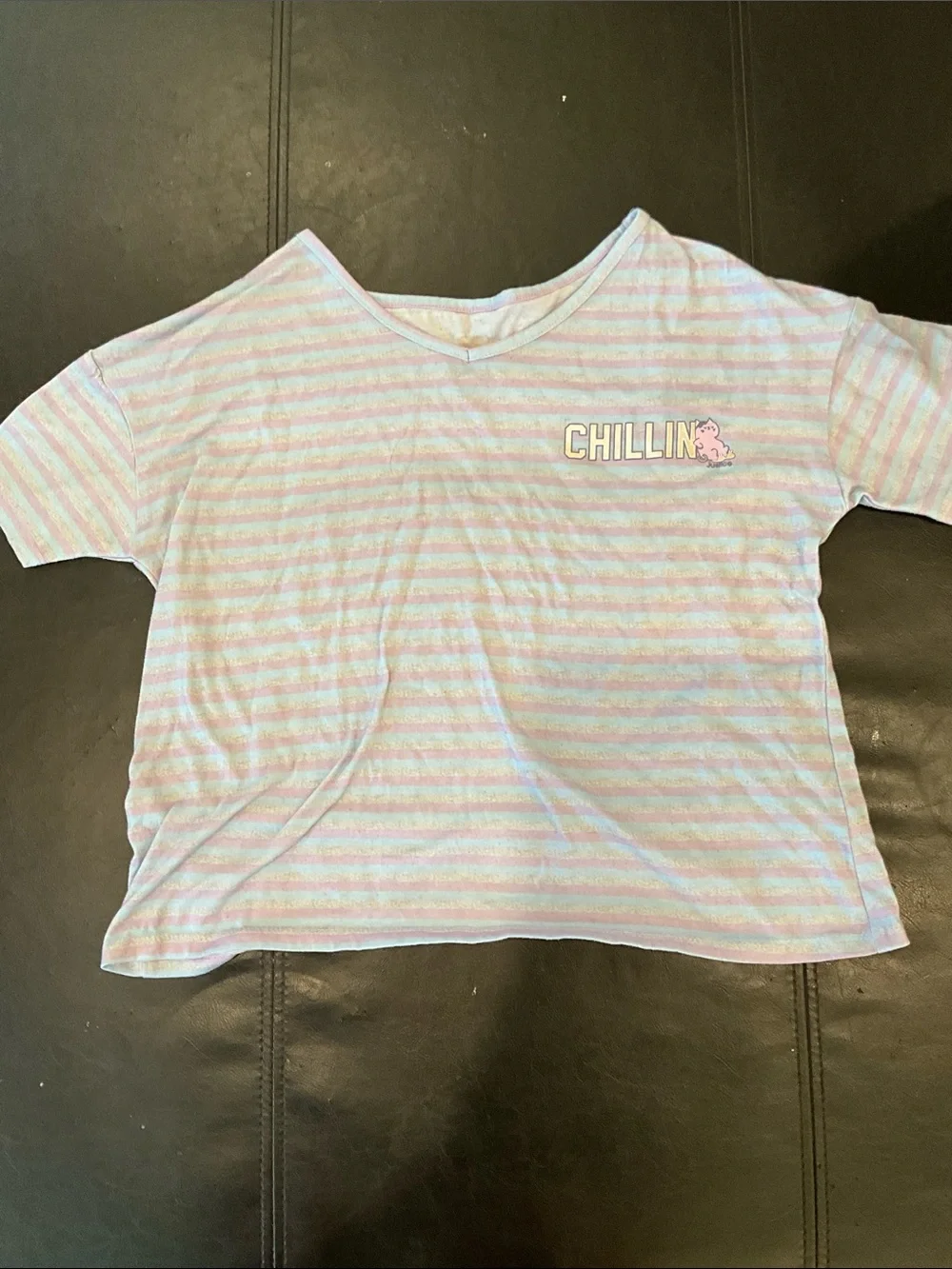 Justice Kids Lavender Striped 'Chillin' Pajama Set